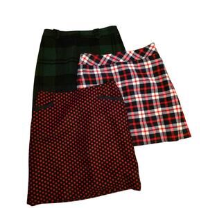 Talbot Womens Wool Mini Skirts Plaid Polka Dot Size 8 Lot Of 3 Preppy Schoolgirl